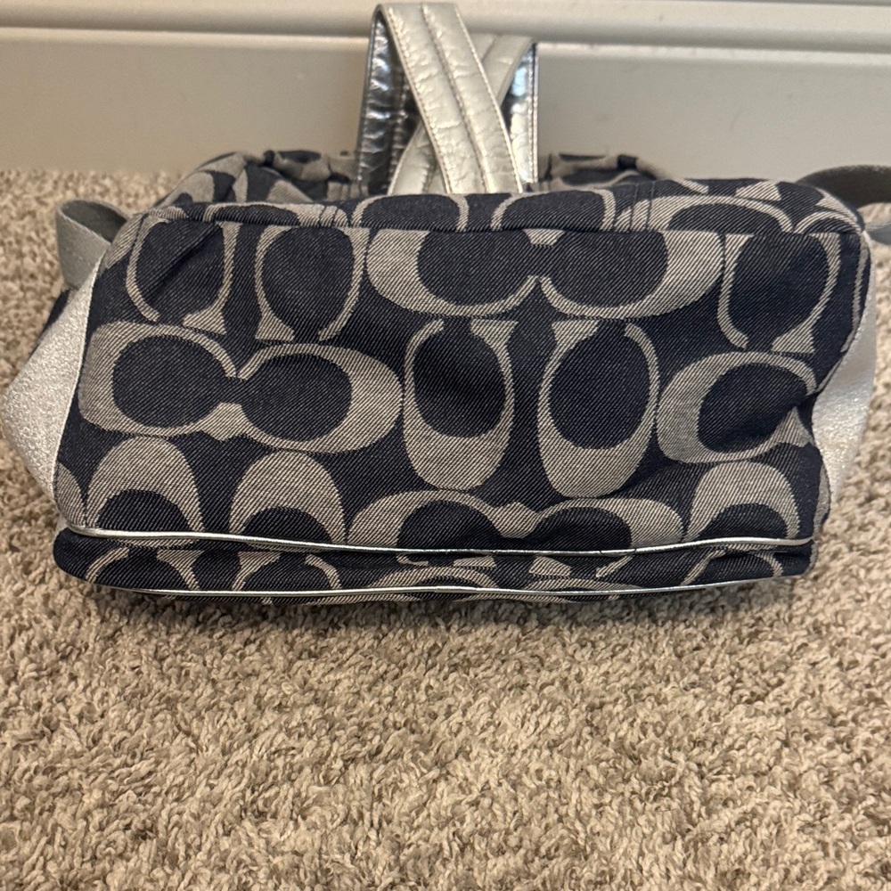 Coach Signature Denim Blue with Silver Logo Backpack - Picture 7 of 7